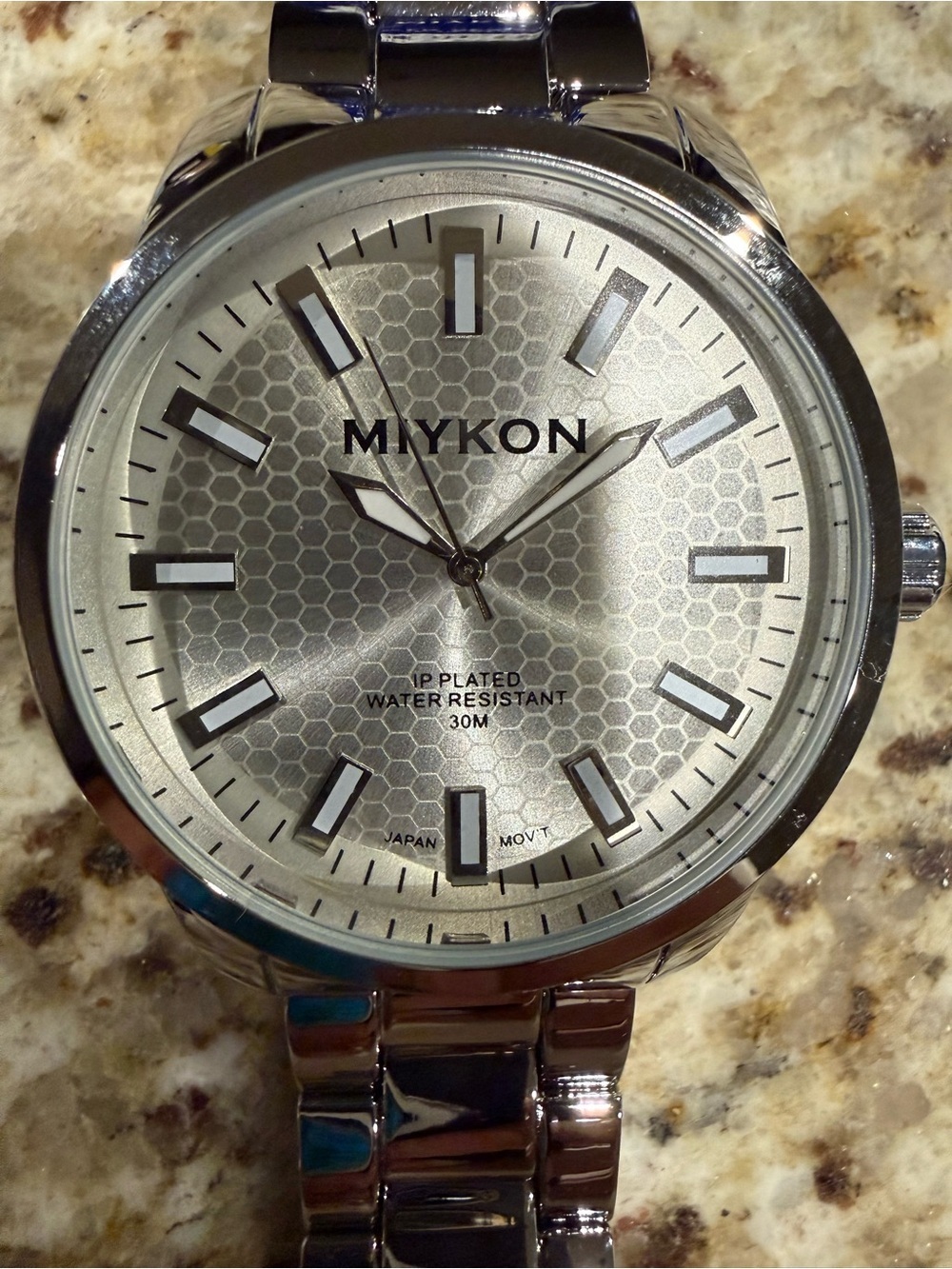 Miykon Men's Silver Stainless Steel Quartz Watch - Water-Resistant, Analog Dial